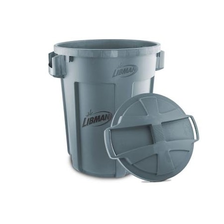 Libman Commercial 32 Gallon Trash Can with Lid Gray, 6PK 1464